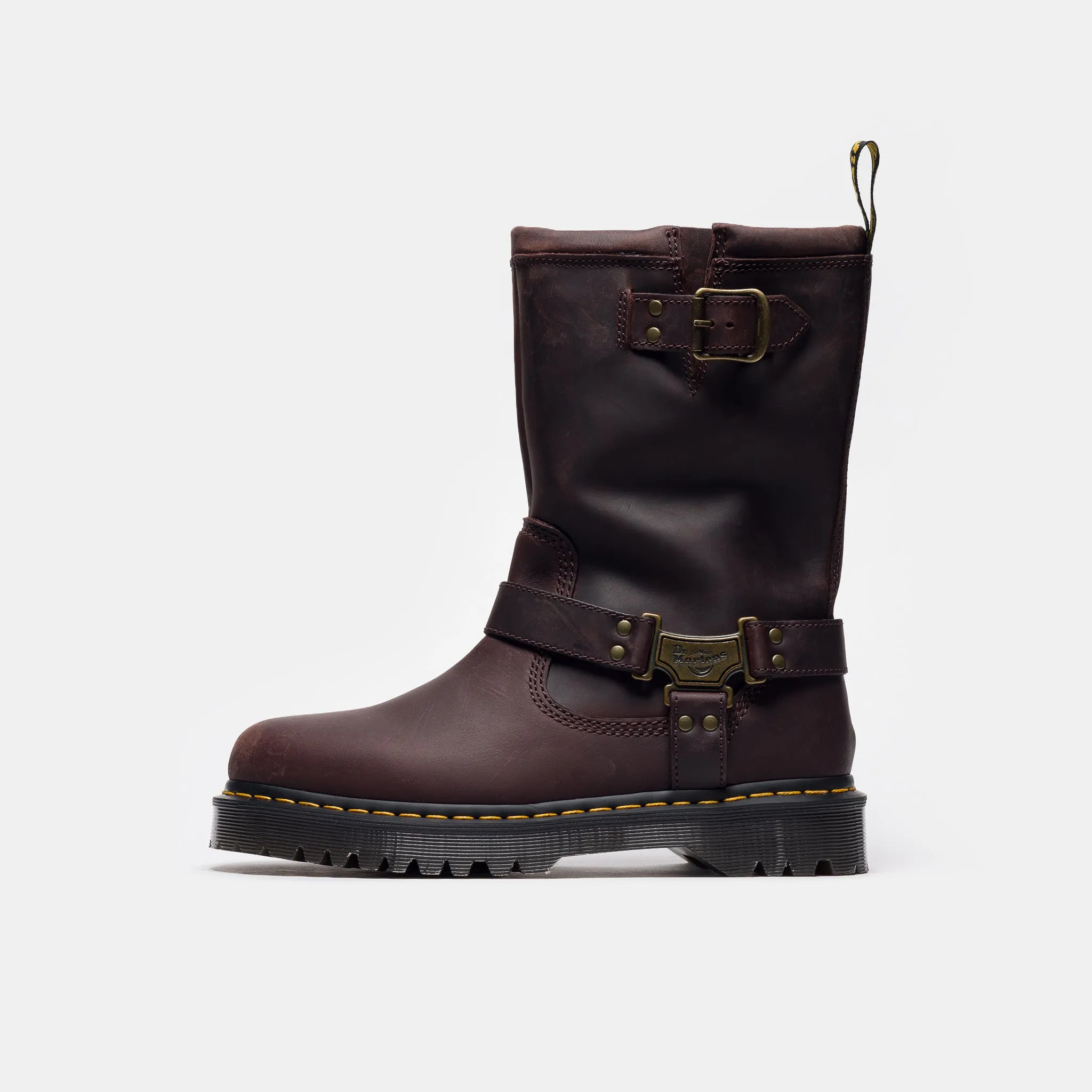Anistone Hi Leather Biker Boot in Dark Brown