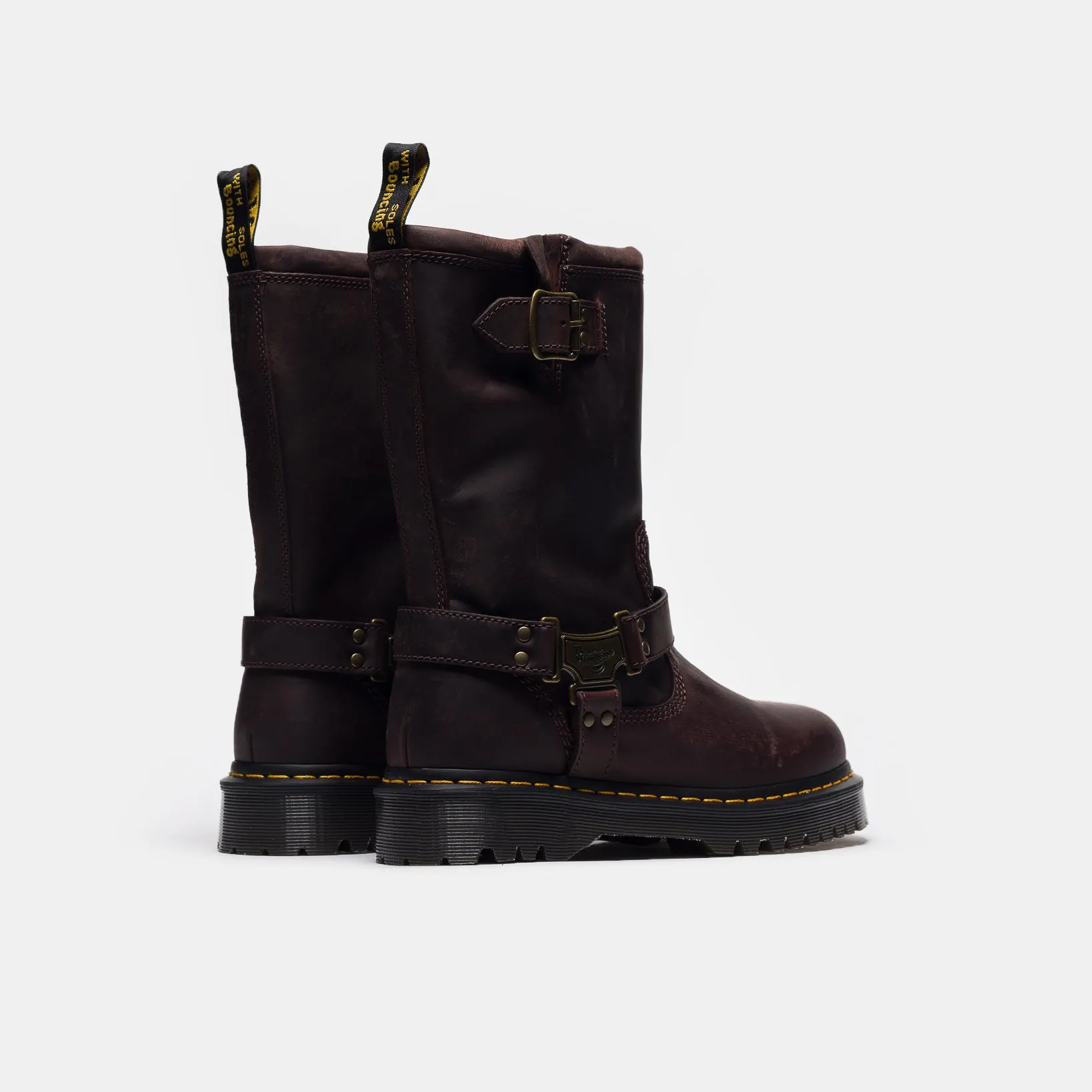 Anistone Hi Leather Biker Boot in Dark Brown