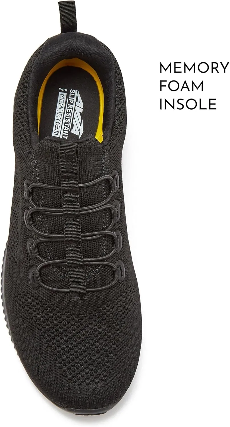 Avia Anchor SR Mesh Slip On Black Non Slip Shoes for Men, Water Resistant Mens Work Shoes & Restaurant or Food Service Sneakers - Med or Wide Comfortable Slip Resistant Work Shoes Men, Safety Footwear