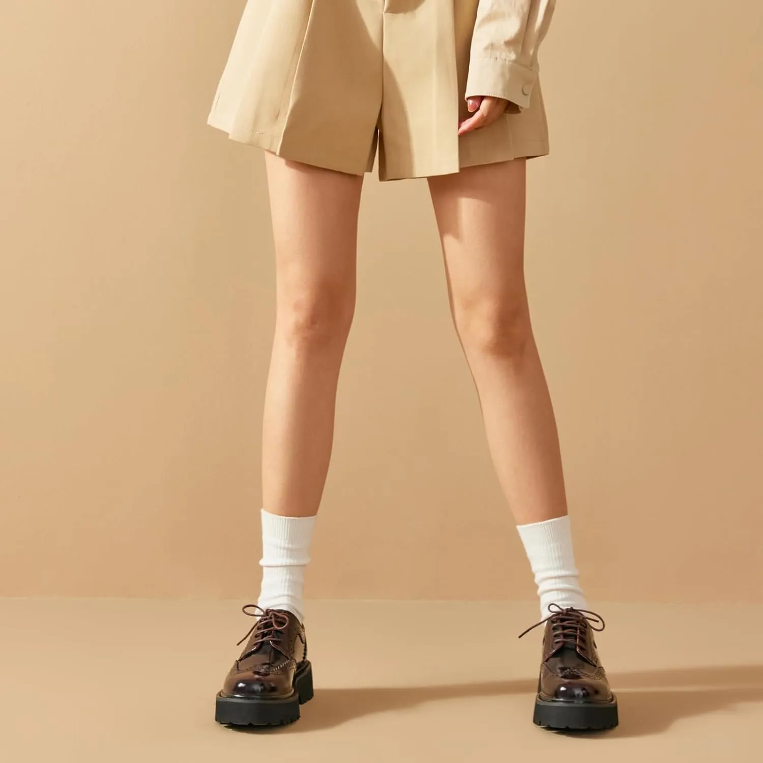 BEAU TODAY Platform Oxfords for Women, Oxford Shoes for Women, Chunky Leather Lace Up Oxford Shoes, Casual Comfort Business Work Office Dress Shoes