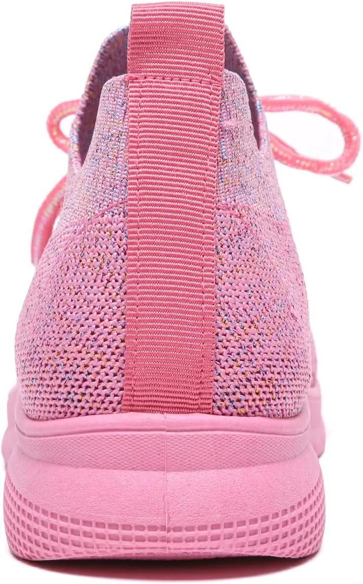 Bernal Women Sparkle Walking Tennis Shoes Casual Lace-Up Non Slip Breathable Mesh Working Sneakers Gym Workout Shoes