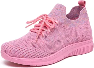 Bernal Women Sparkle Walking Tennis Shoes Casual Lace-Up Non Slip Breathable Mesh Working Sneakers Gym Workout Shoes