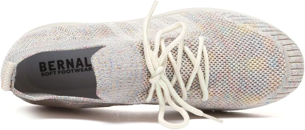 Bernal Women Sparkle Walking Tennis Shoes Casual Lace-Up Non Slip Breathable Mesh Working Sneakers Gym Workout Shoes