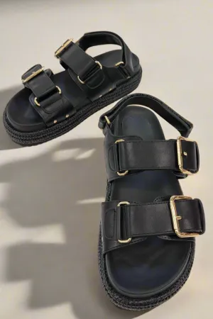 Black  Buckle Wedge