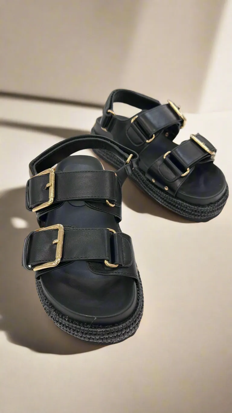 Black  Buckle Wedge