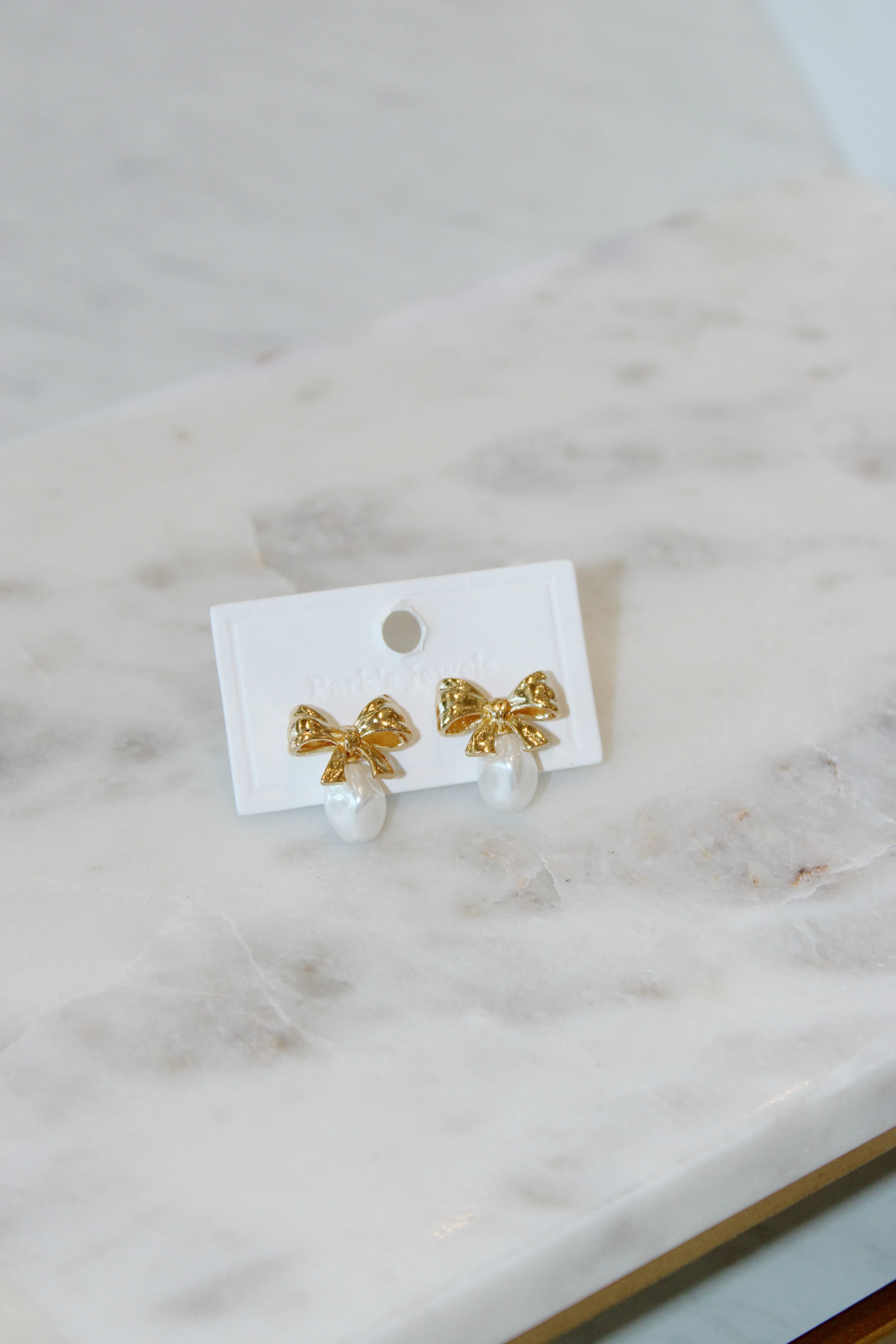 Bow & Pearl Studs - Water Resistant