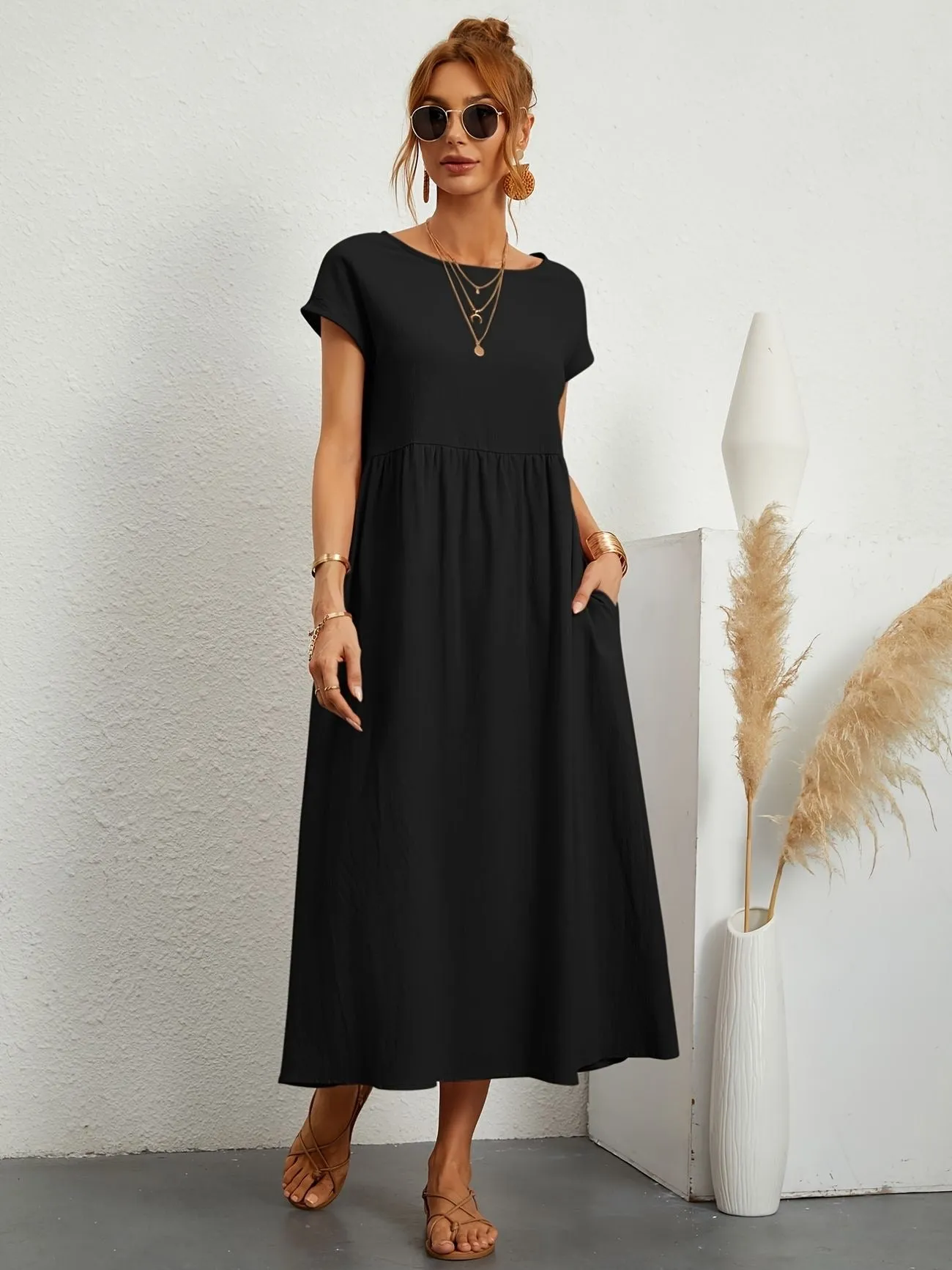 Casual Maxi Dress | Short Sleeve, Flowy & Comfortable