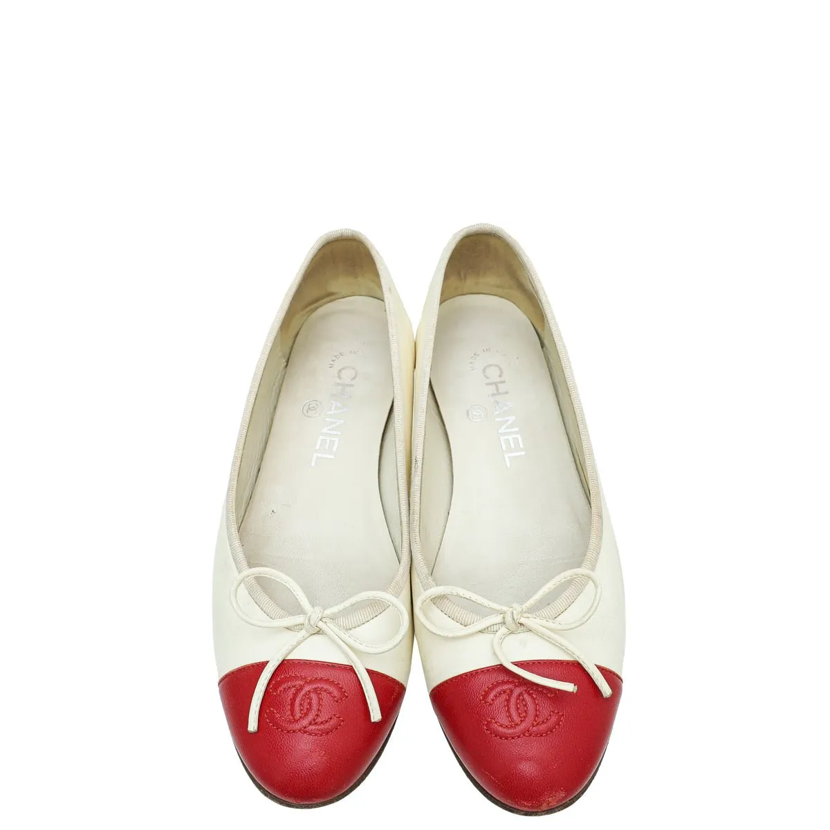Chanel Bicolor CC Cap Toe Flat Ballerina 37