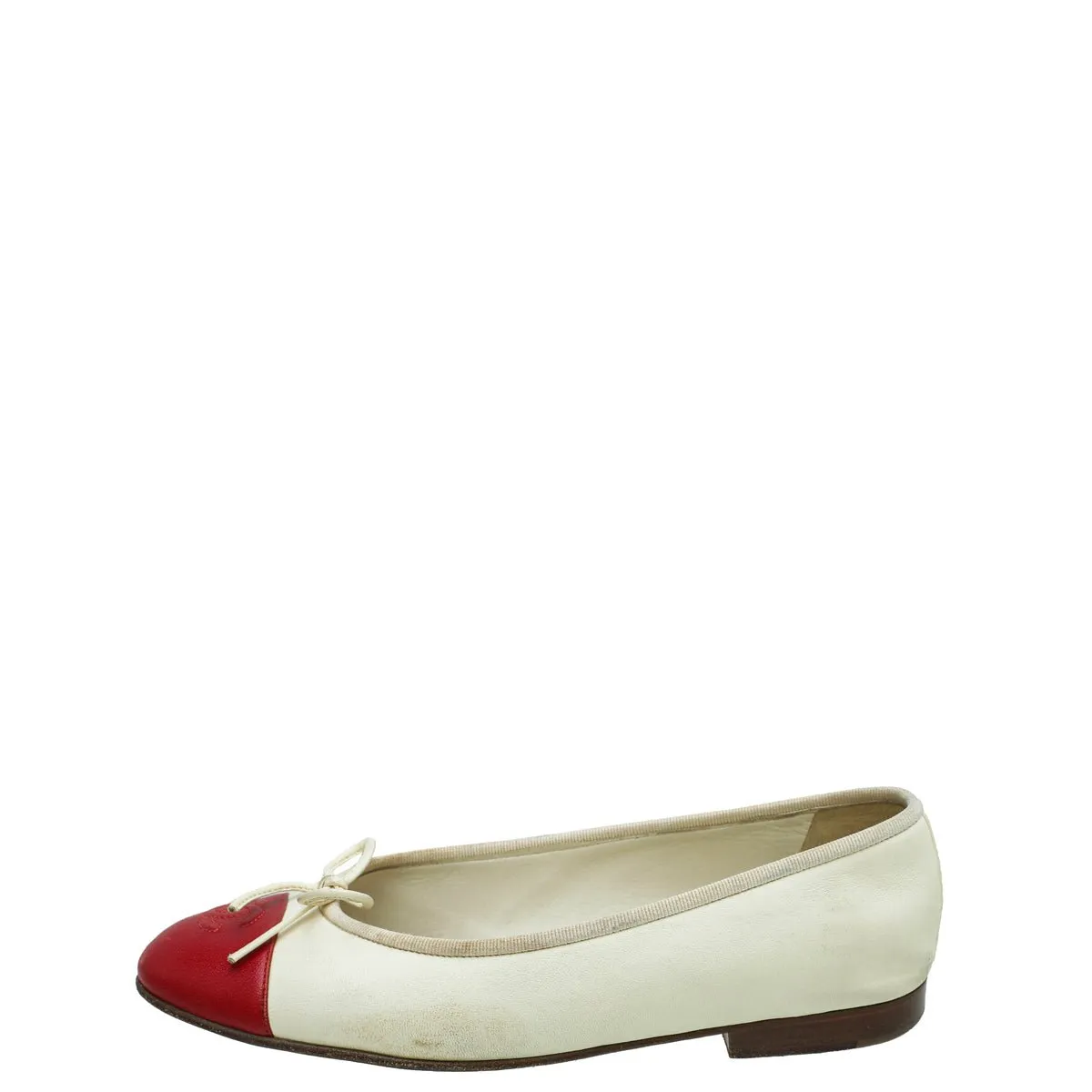 Chanel Bicolor CC Cap Toe Flat Ballerina 37