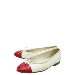 Chanel Bicolor CC Cap Toe Flat Ballerina 37
