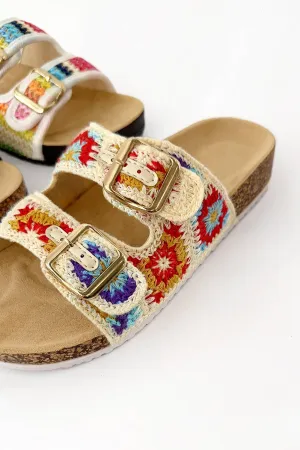 Colorful Crochet Double Strap Sandal - Size 5.5 remaining