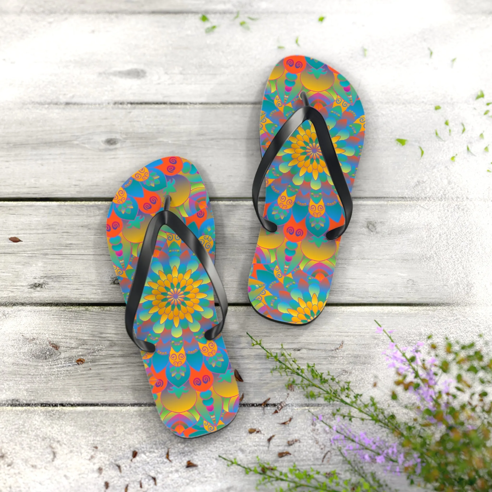 Colorful Mandala Flip Flops - Summer Style