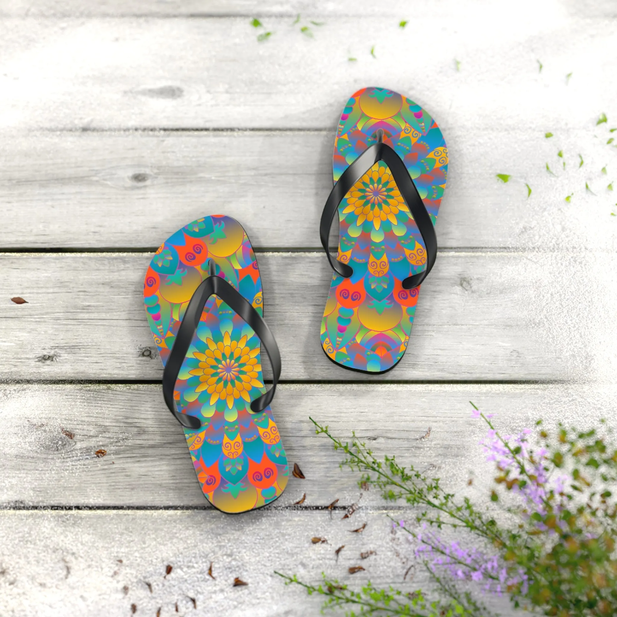 Colorful Mandala Flip Flops - Summer Style