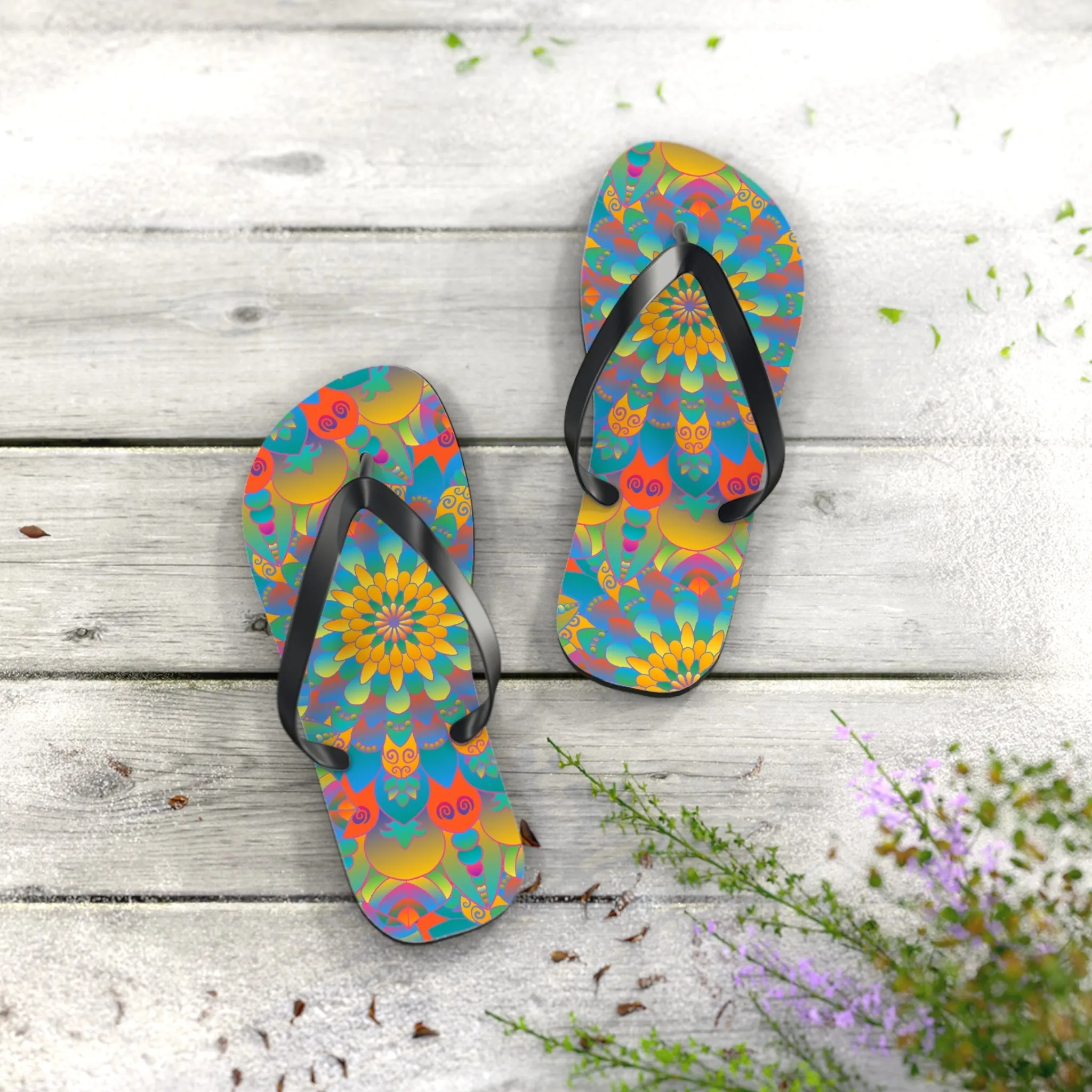 Colorful Mandala Flip Flops - Summer Style
