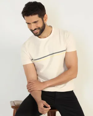 Crew Neck Powder Yellow Stripe T-Shirt - Lincoln