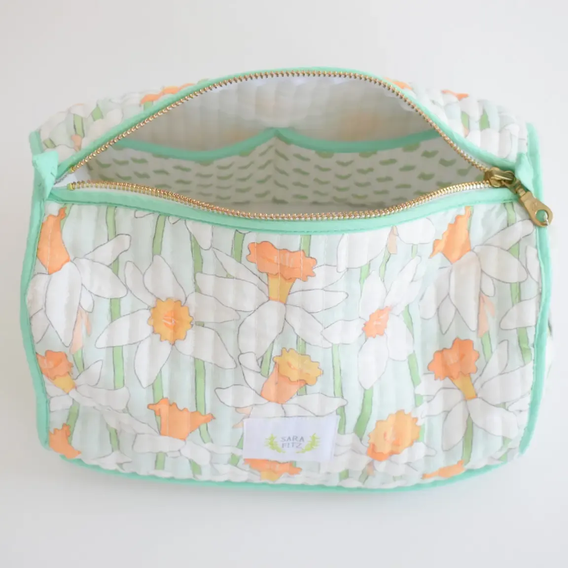 Daffy Daffodils Quilted Cosmetic Pouch by Sara Fitz