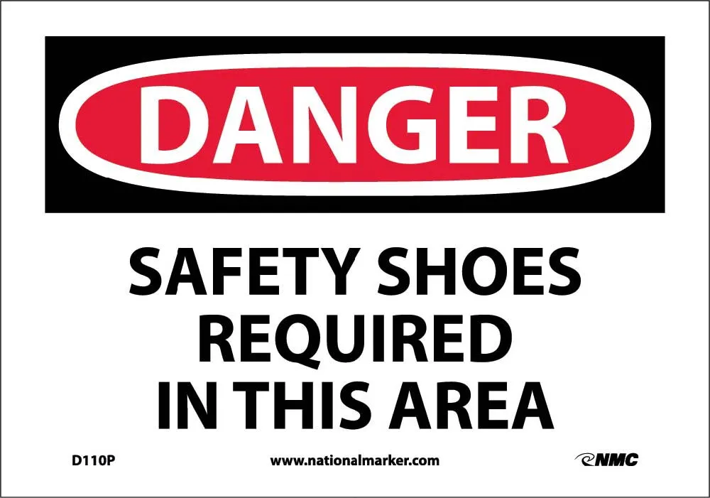 Danger Safety Shoes Required In This Area Sign