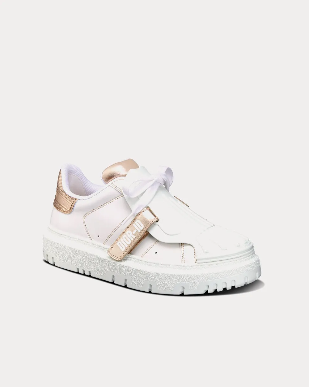 Dior-ID White Calfskin and Gold-Tone Laminate Low Top Sneakers