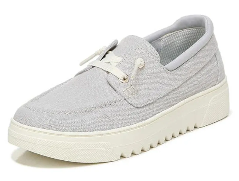 Dr. Scholl's Get Onboard Grey Rounded Toe Slip On Eyelet Detailed Oxfords