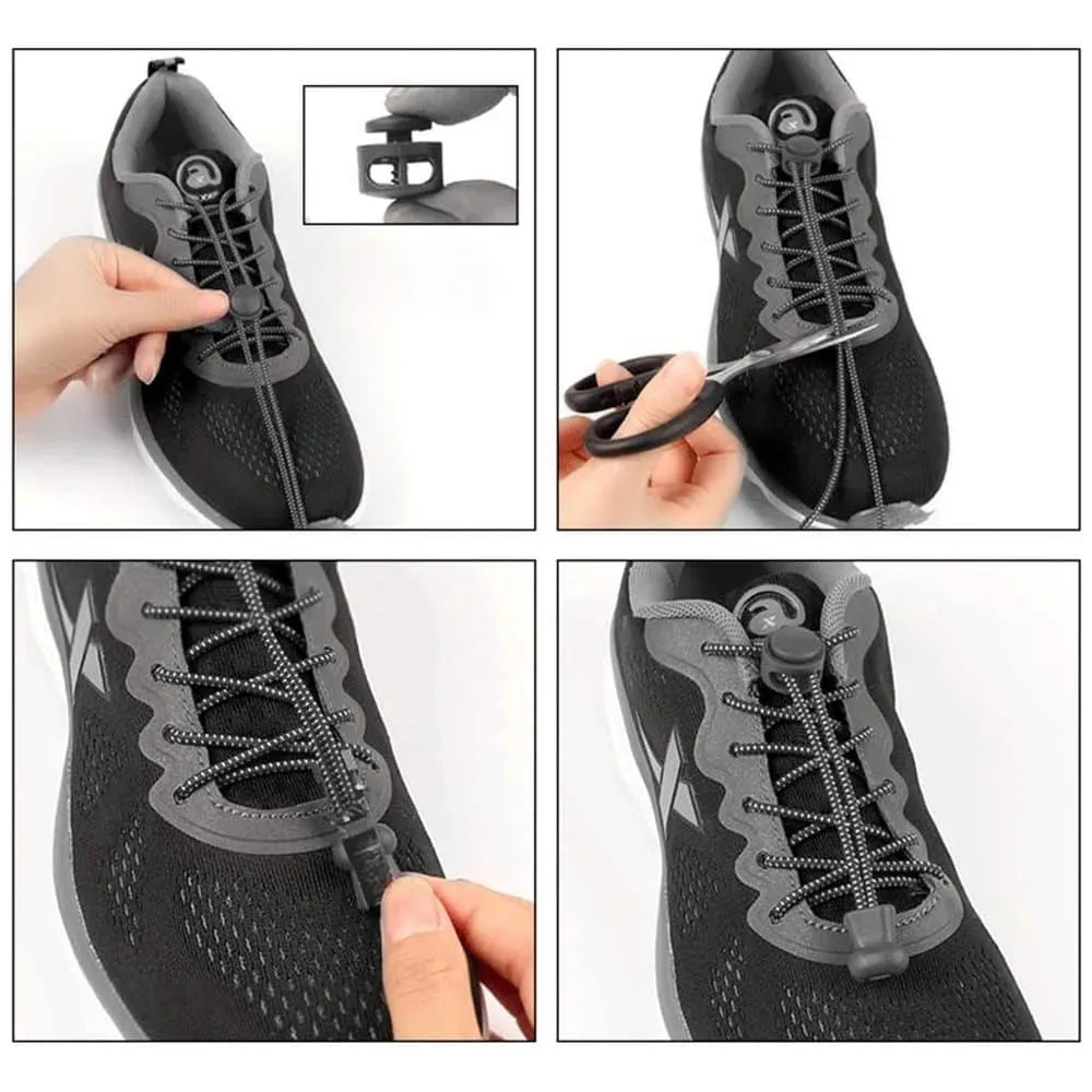 Elastic Lazy No-Tie Speed Silicone Laces - Grey x2 Combo