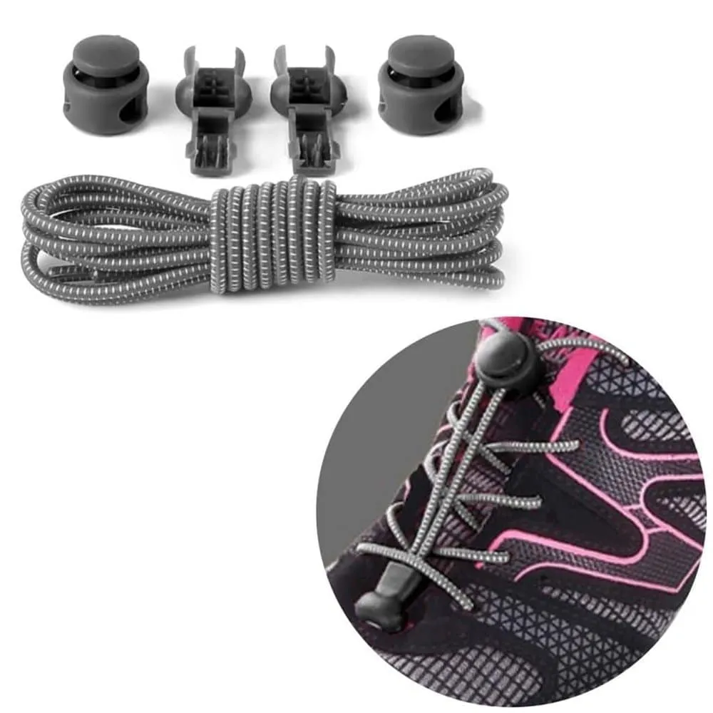 Elastic Lazy No-Tie Speed Silicone Laces - Grey x2 Combo