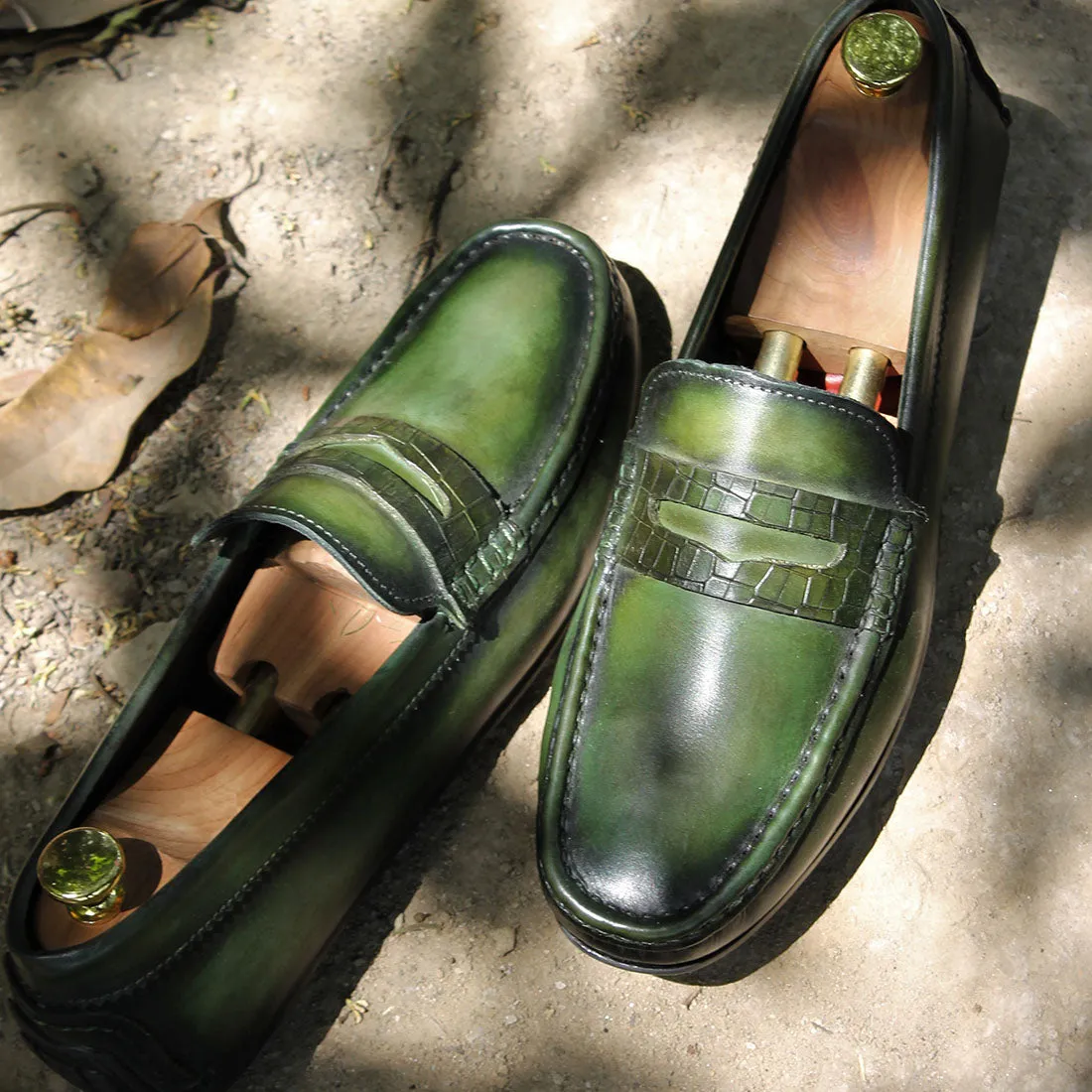 Emerald Green Patina Loafers