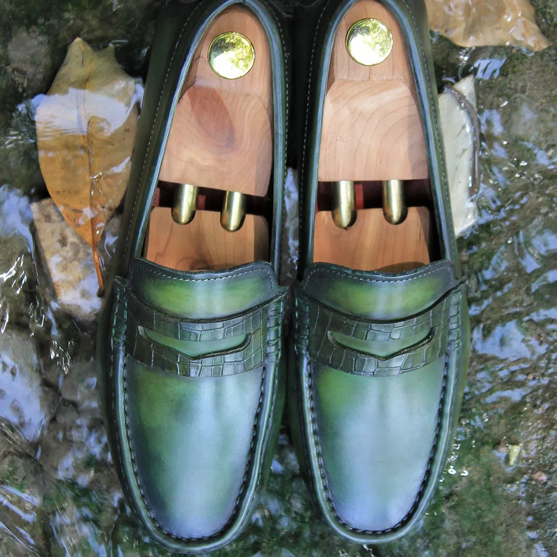 Emerald Green Patina Loafers