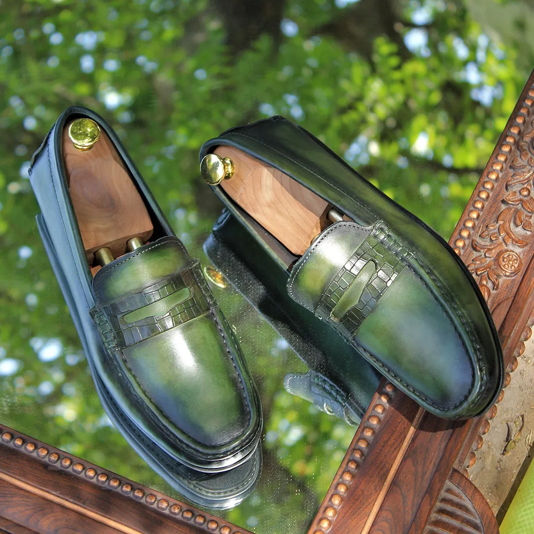 Emerald Green Patina Loafers