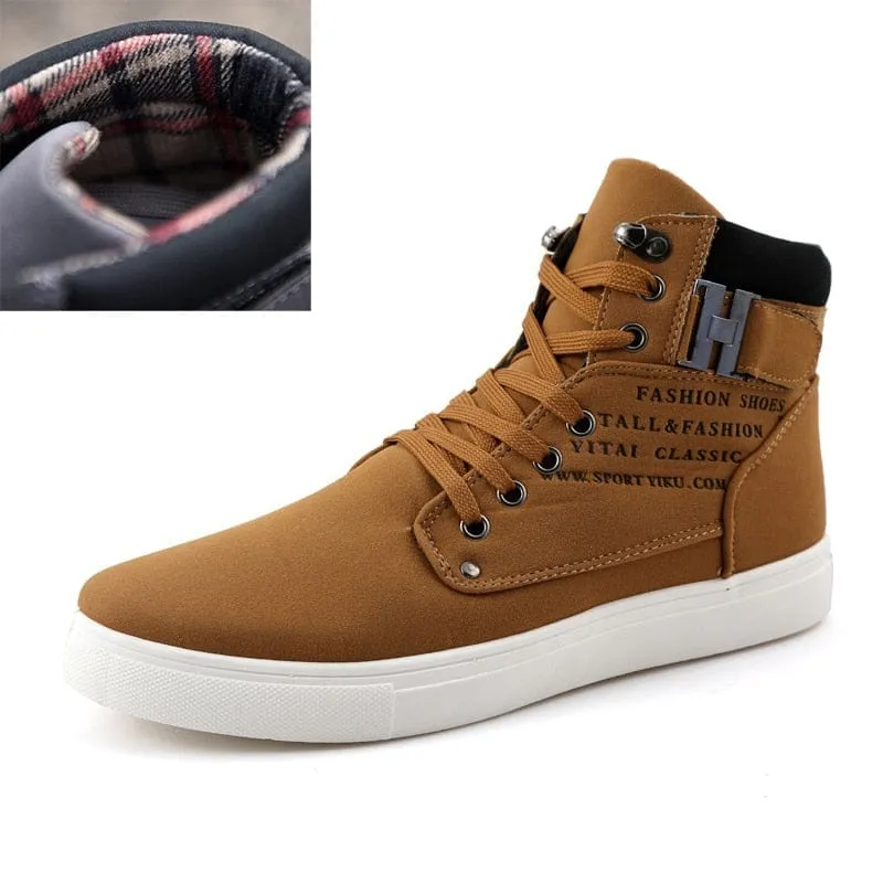 Fashion Fur Lace-up Winter Warm Leather Boots For Men