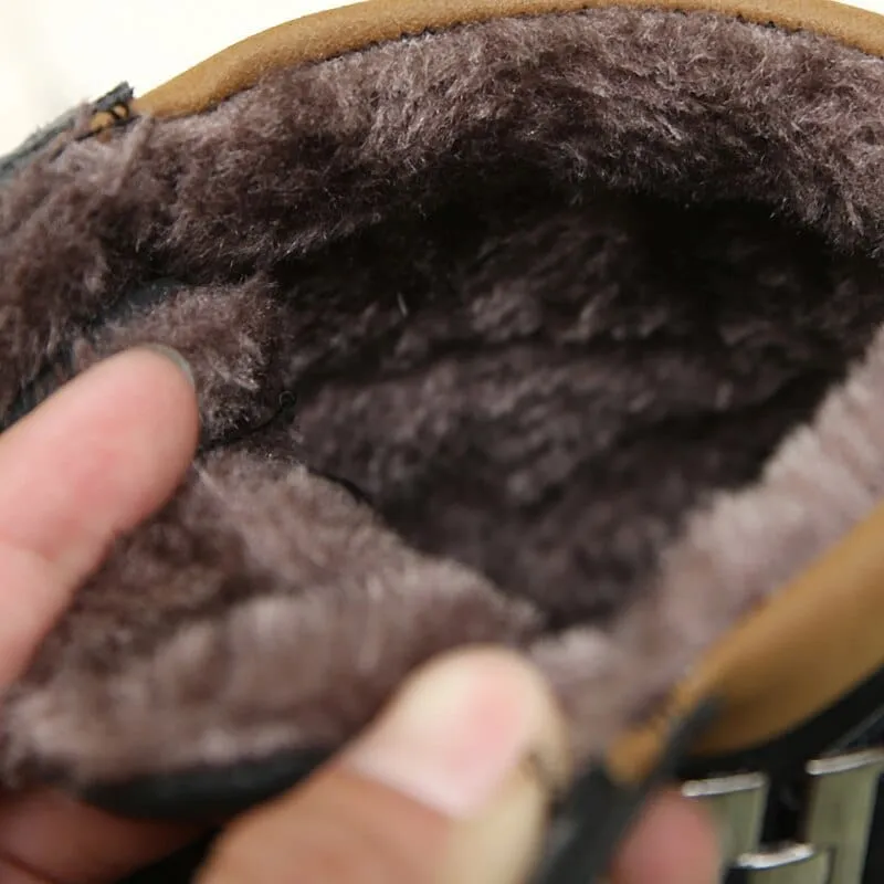 Fashion Fur Lace-up Winter Warm Leather Boots For Men