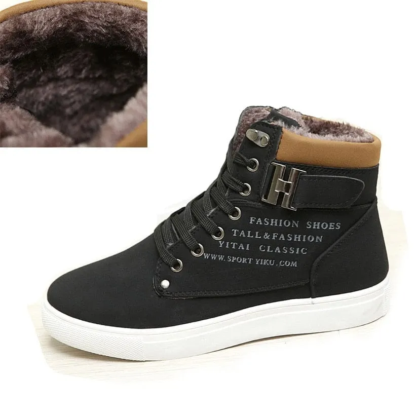 Fashion Fur Lace-up Winter Warm Leather Boots For Men