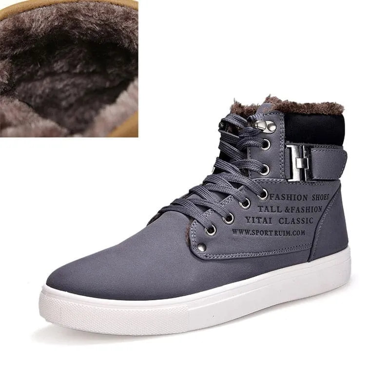 Fashion Fur Lace-up Winter Warm Leather Boots For Men