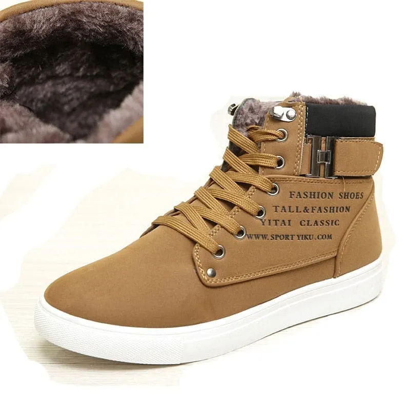 Fashion Fur Lace-up Winter Warm Leather Boots For Men