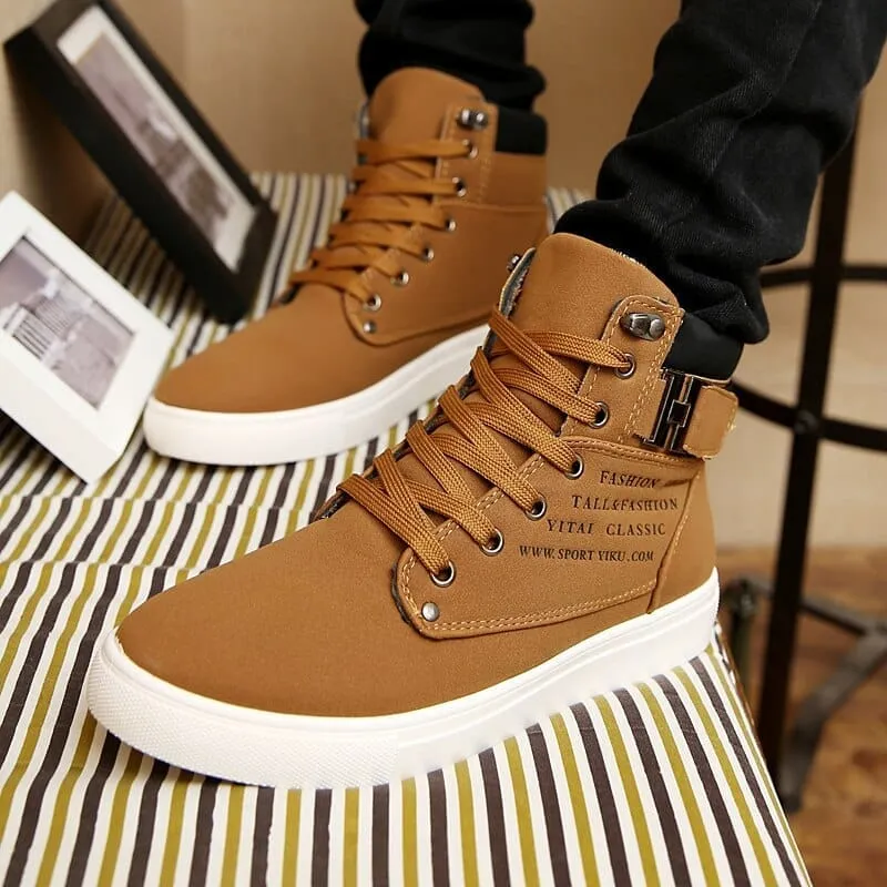 Fashion Fur Lace-up Winter Warm Leather Boots For Men