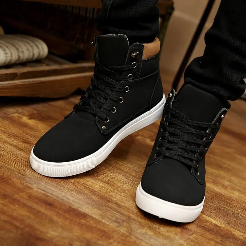 Fashion Fur Lace-up Winter Warm Leather Boots For Men
