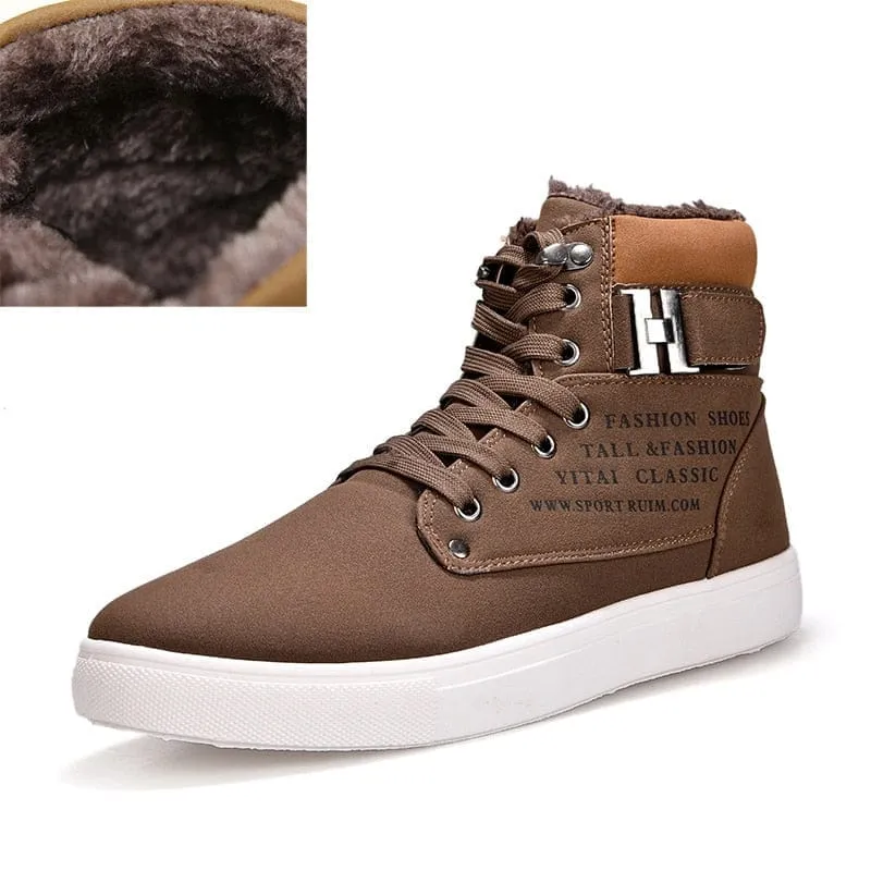 Fashion Fur Lace-up Winter Warm Leather Boots For Men