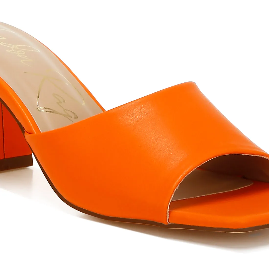 Faux Leather Block Heel Sandals