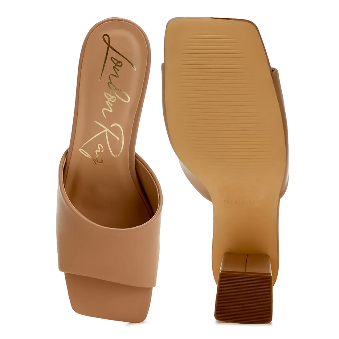 Faux Leather Block Heel Sandals