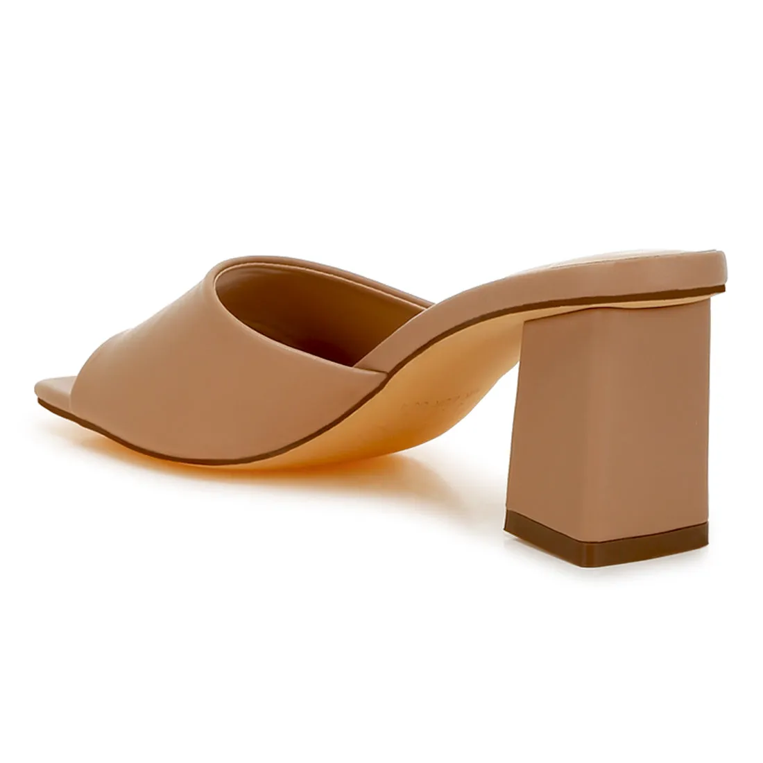Faux Leather Block Heel Sandals