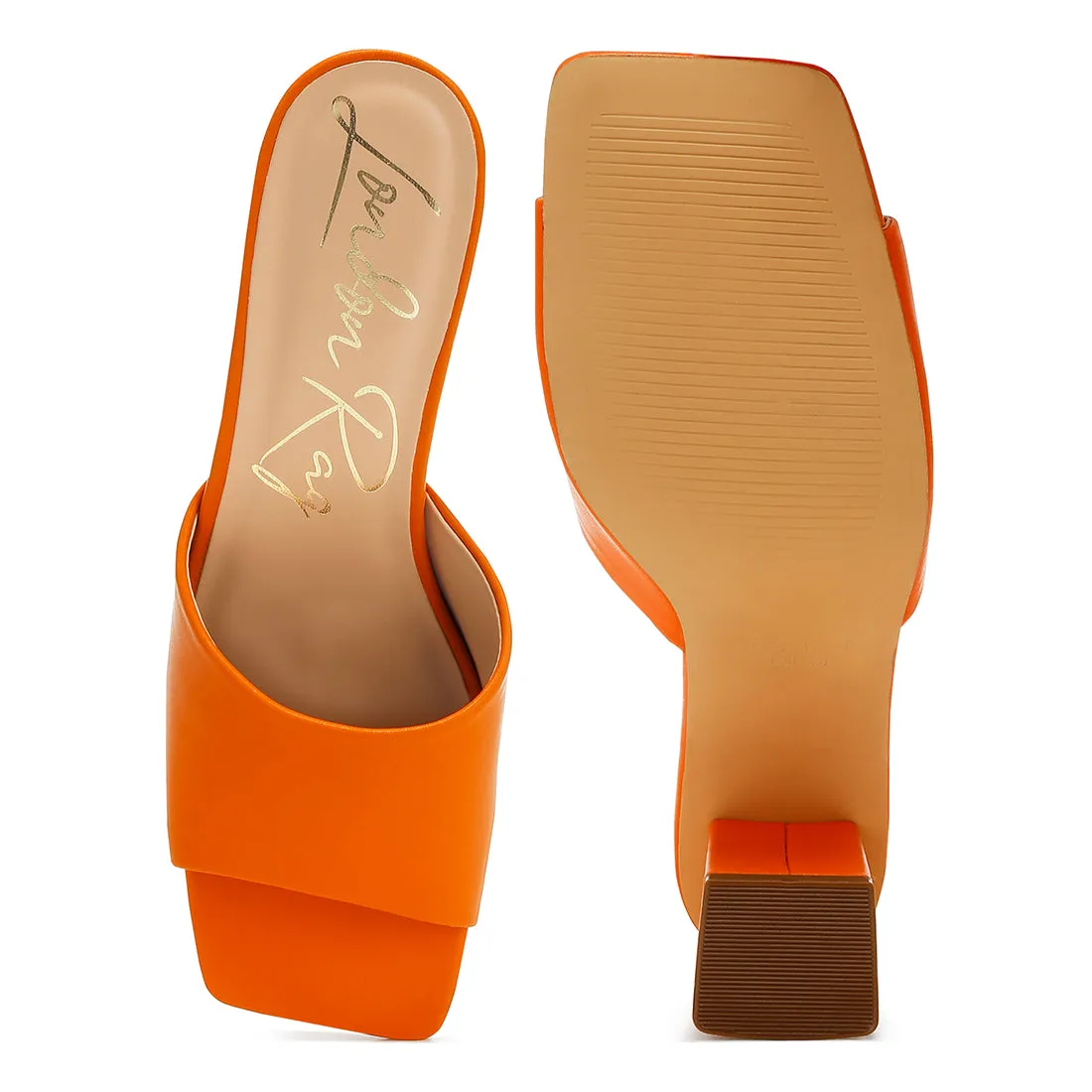 Faux Leather Block Heel Sandals