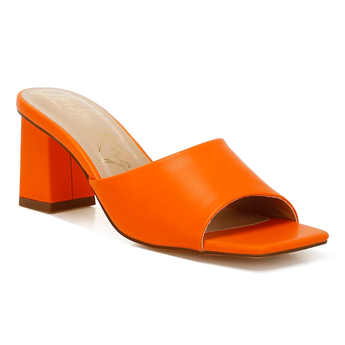 Faux Leather Block Heel Sandals