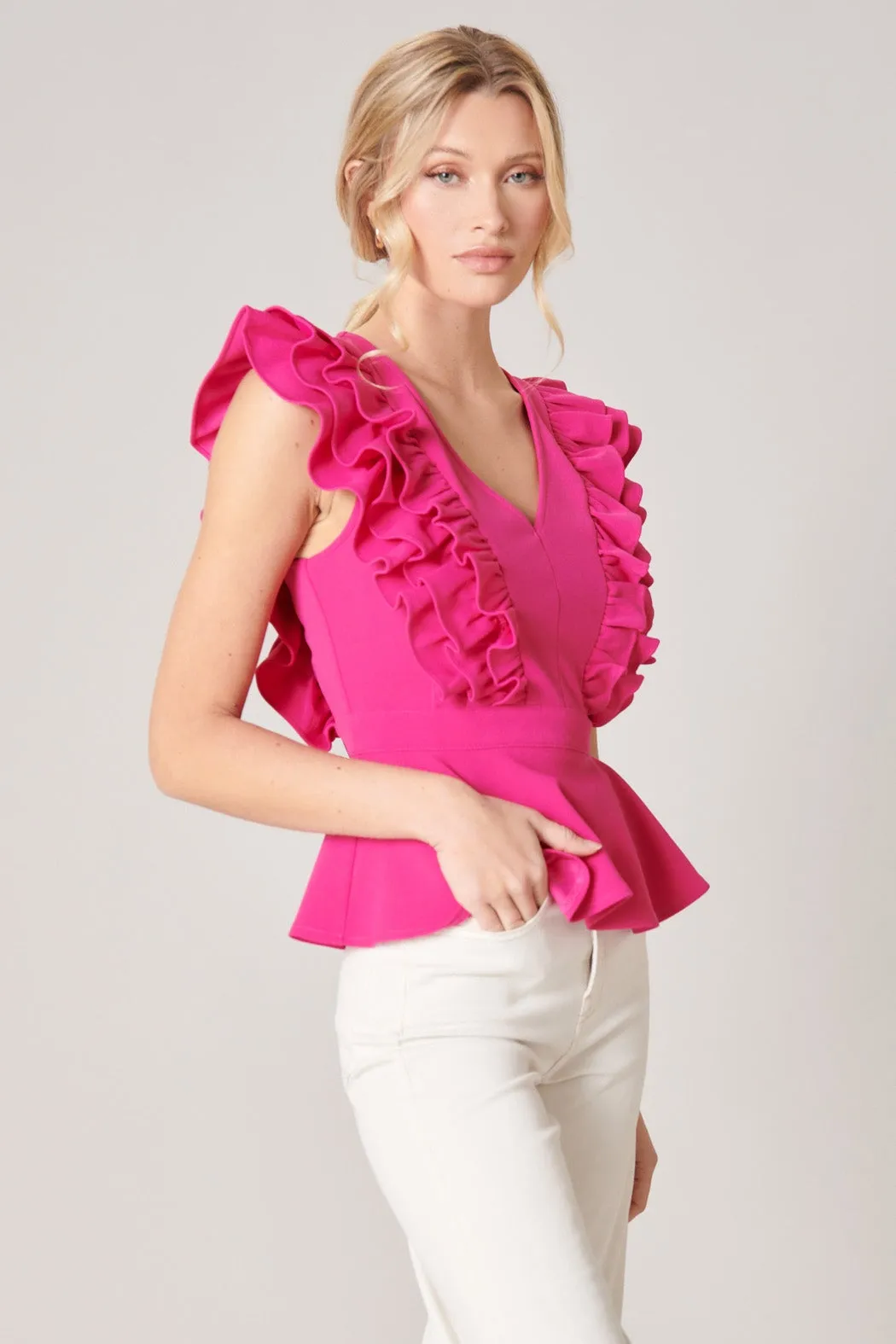 Free Bird Ruffle Peplum Blouse