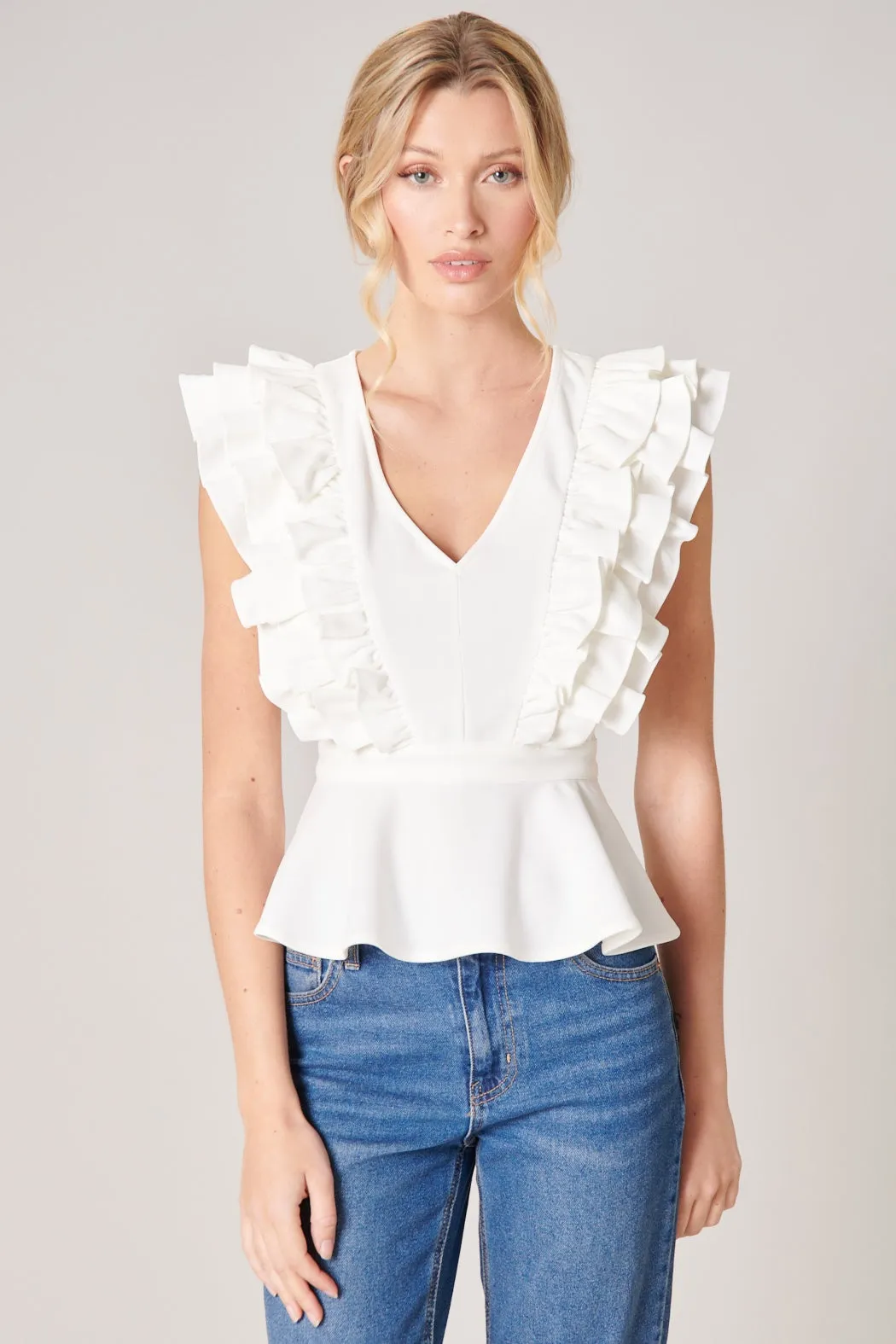 Free Bird Ruffle Peplum Blouse