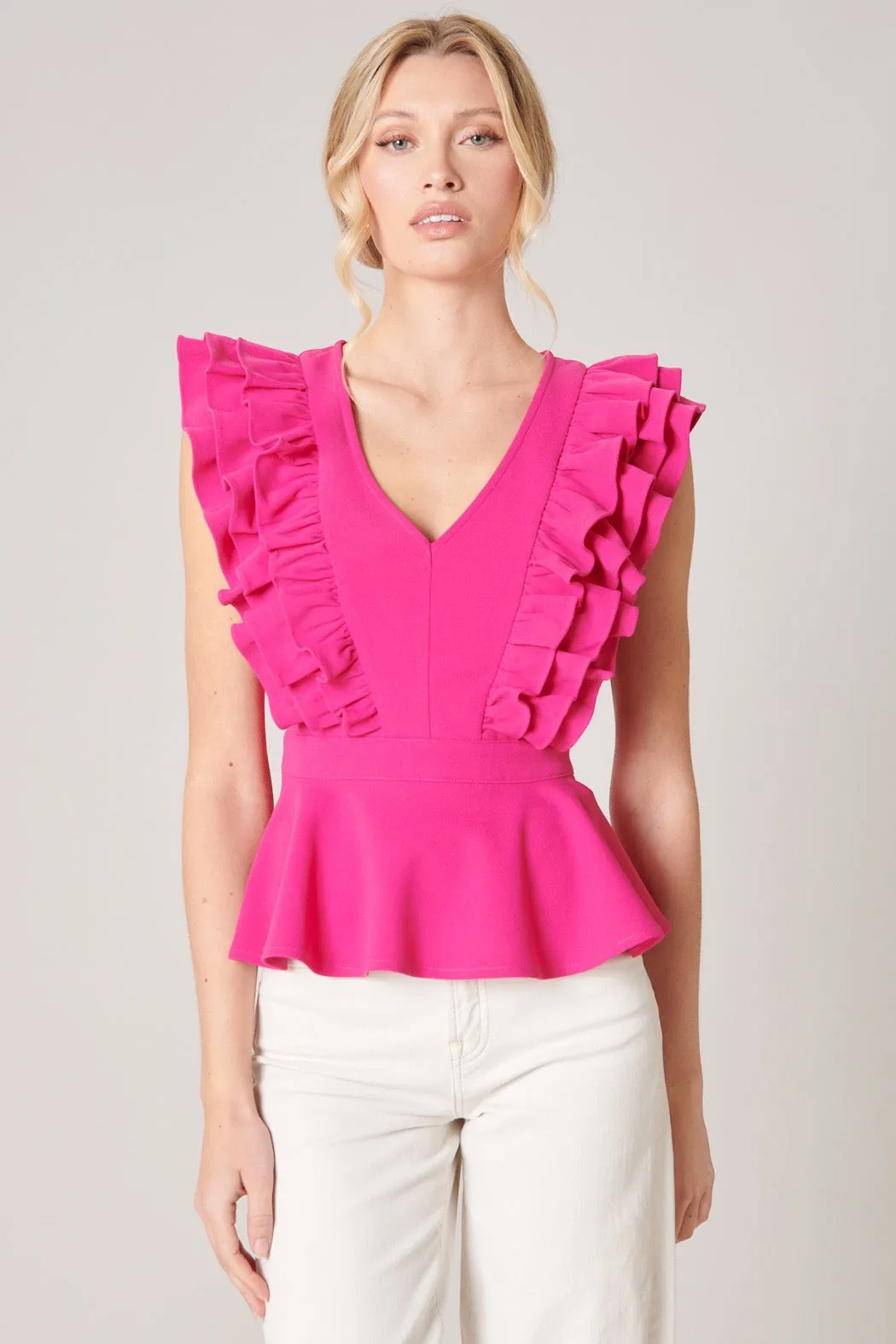 Free Bird Ruffle Peplum Blouse