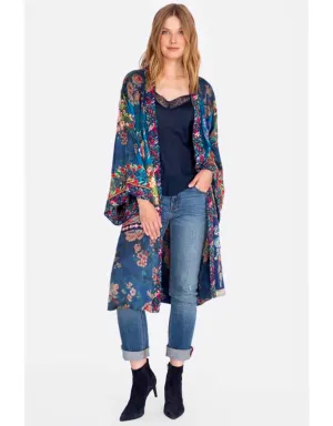JOHNNY WAS STRETCH SILK HAZEL LONG KIMONO