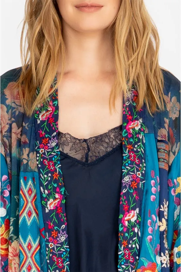 JOHNNY WAS STRETCH SILK HAZEL LONG KIMONO
