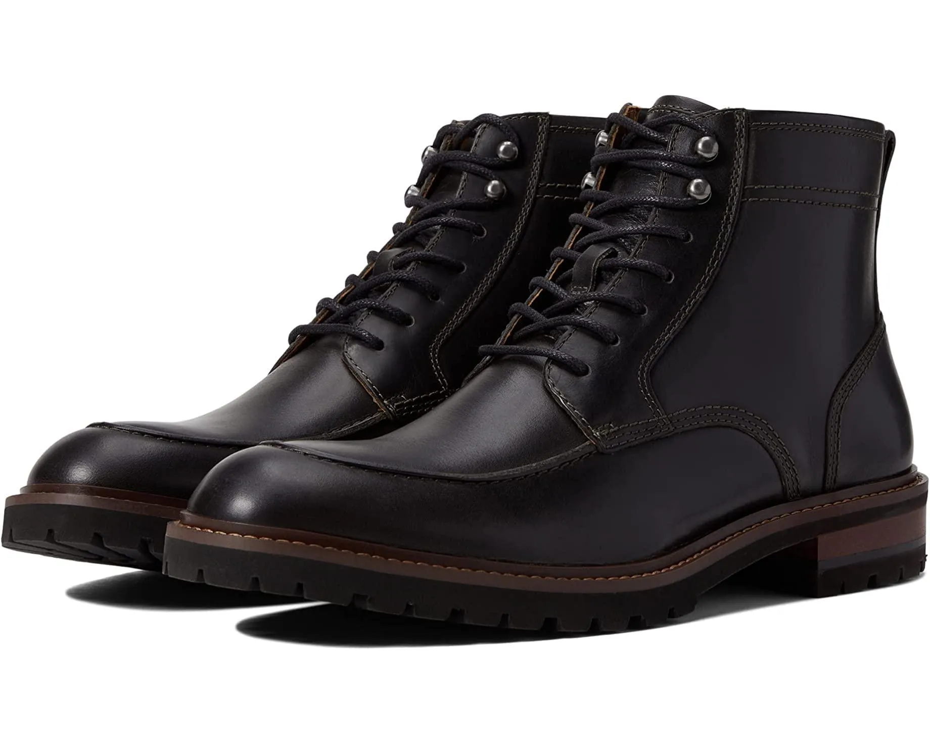 Johnston & Murphy Men's Barrett Size 10 Charcoal Full Grain Moc Toe Boots