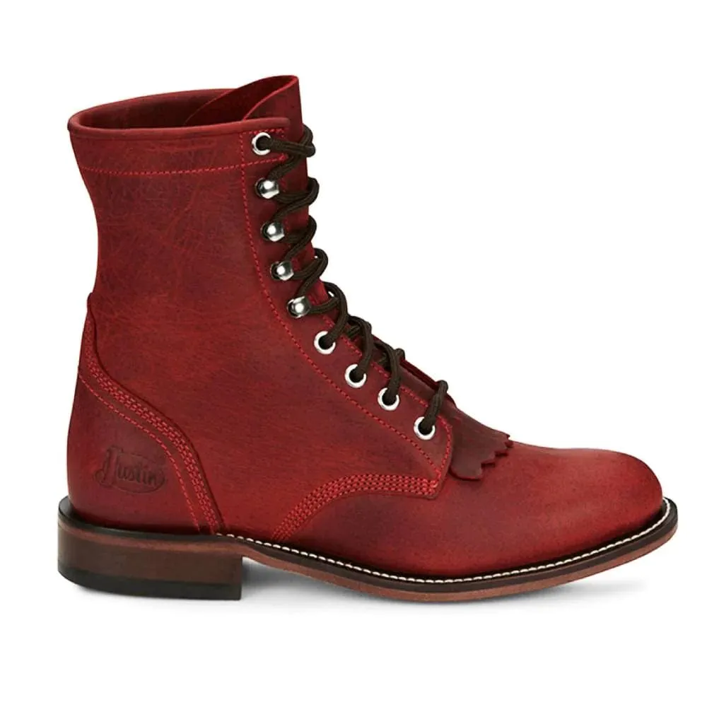 Justin Womens McKean 7" Lace-Up Roper Red