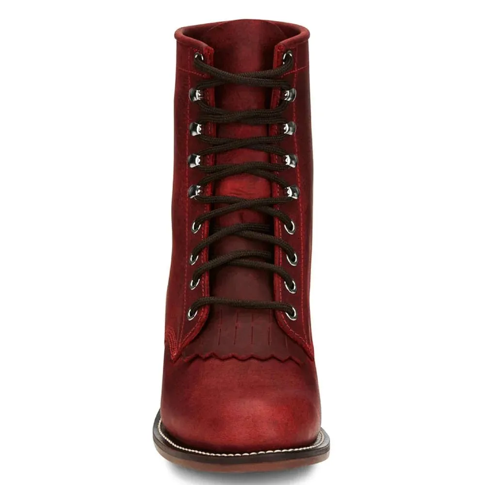 Justin Womens McKean 7" Lace-Up Roper Red