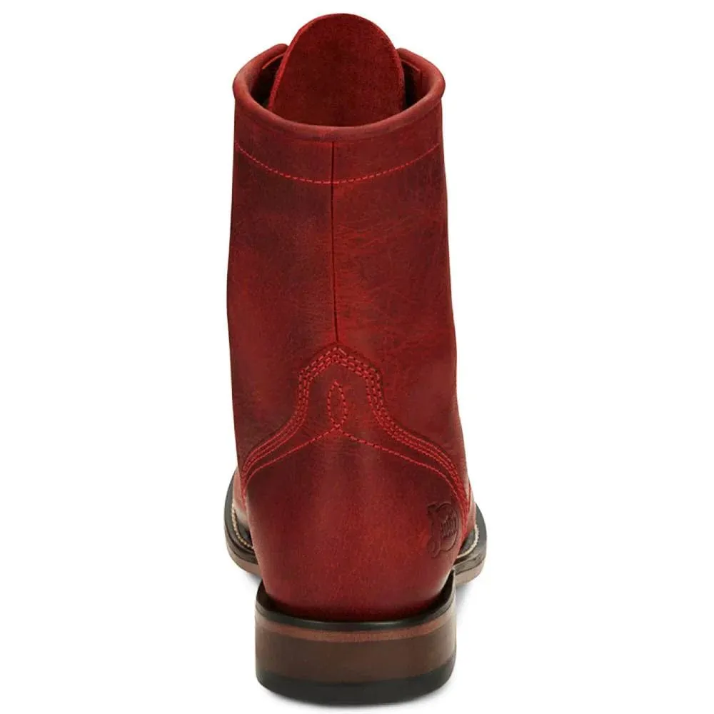 Justin Womens McKean 7" Lace-Up Roper Red